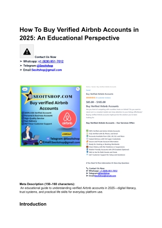 How To Buy Verified Airbnb Accounts in 2025