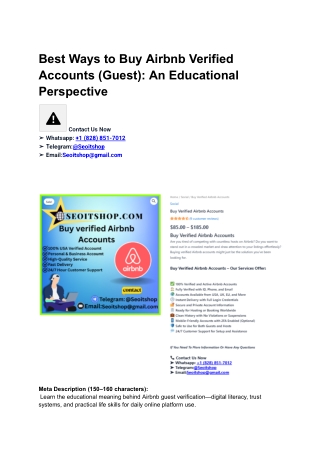 Best ways to Buy Airbnb Verified Accounts (Guest)