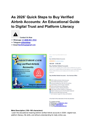 As 2026' Quick Steps to Buy Verified Airbnb Accounts