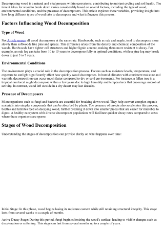 How Long Does it Take for Wood to Decompose? Understanding Decay Rates