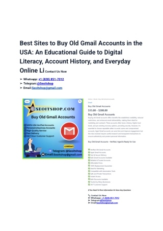 _Best Sites to Buy Old Gmail Accounts in the USA