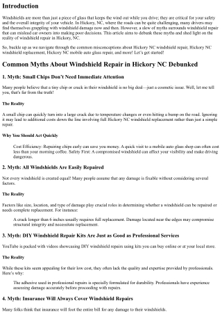 Common Myths About Windshield Repair in Hickory NC Debunked
