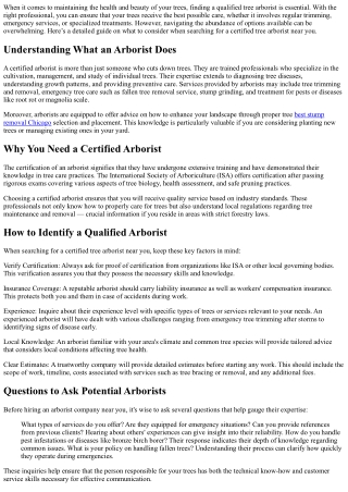 Finding a Certified Tree Arborist Near Me: What to Look For