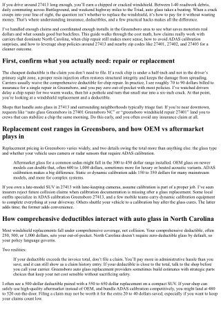 Windshield Replacement 27413 Greensboro: Insurance Deductible Hacks