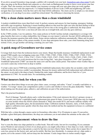 Insurance Windshield Replacement Greensboro 27408: Smooth Claims Process