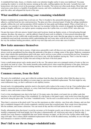 Windshield Reseal & Leak Repair: Stop Drips and Wind Noise