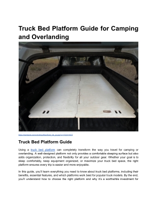 Truck Bed Platform Guide for Camping and Overlanding