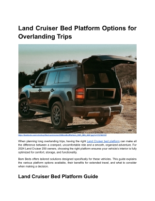 Land Cruiser Bed Platform Options for Overlanding Trips