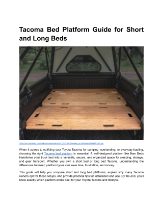 Tacoma Bed Platform Guide for Short and Long Beds