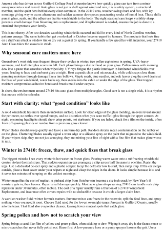 Essential Care for 27410 Auto Glass in All Seasons