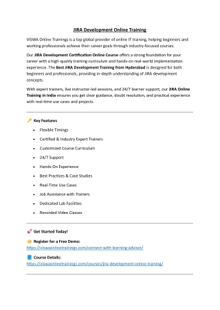 JIRA Development Online Coaching Classes In India, Hyderabad