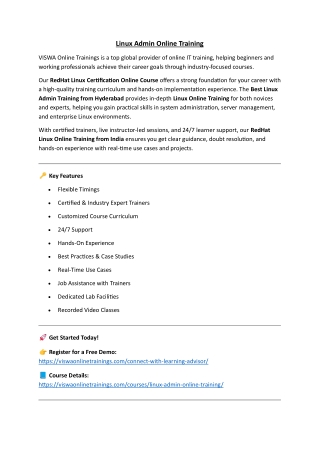 Linux Admin Online Training Real-time support from India
