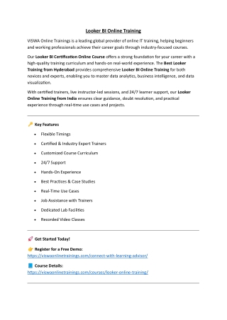 Looker BI Online Training Real-time support from Hyderabad