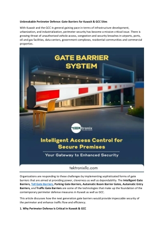 Unbreakable Perimeter Defense - Gate Barriers for Kuwait & GCC Sites