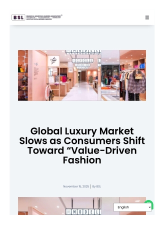 Global Luxury Market Slows as Consumers Shift Toward “Value-Driven Fashion"