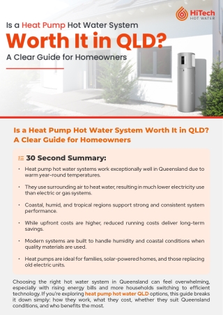Is a Heat Pump Hot Water System Worth It in QLD? A Clear Guide for Homeowners
