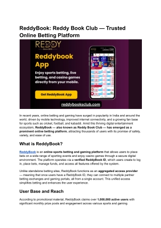 ReddyBook_ Reddy Book Club — Trusted Online Betting Platform