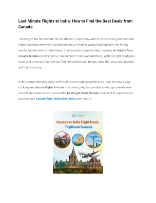 Last Minute Flights to India from Canada | Find the Best Flight Deals Fast