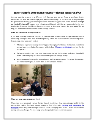 Short-Term vs. Long-Term Storage — Which Is Right for You