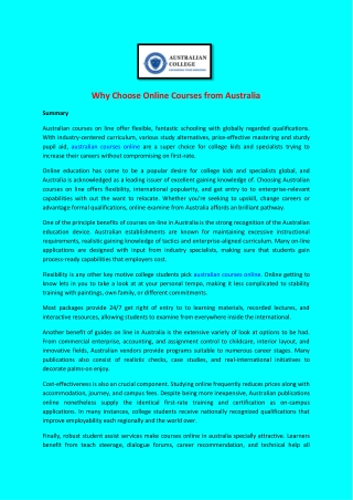 Why Choose Online Courses from Australia