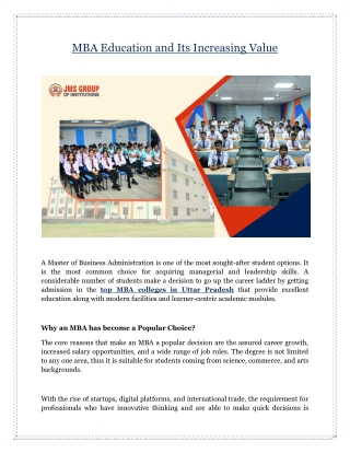 MBA Education and Its Increasing Value