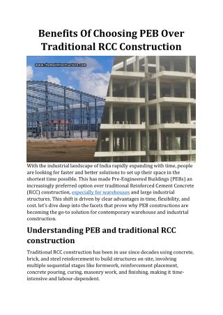 Benefits Of Choosing PEB Over Traditional RCC Construction
