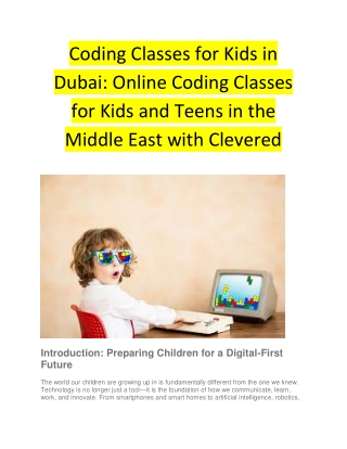 Coding Classes for Kids in Dubai - Online Coding Classes for Kids and Teens in the Middle East with Clevered