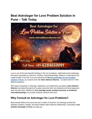 Best Astrologer for Love Problem Solution in Pune – Talk Today