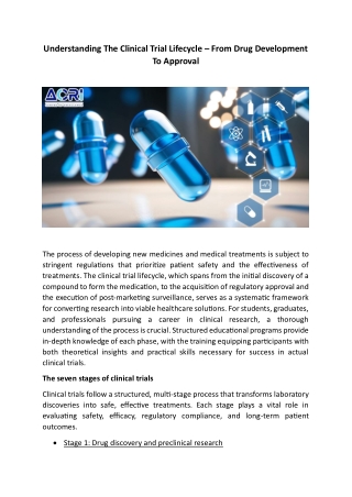 Understanding The Clinical Trial Lifecycle – From Drug Development To Approval