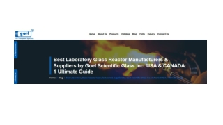Best Laboratory Glass Reactor by Goel Scientific Inc