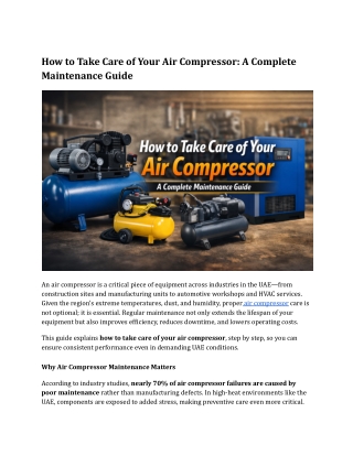 How to Take Care of Your Air Compressor_ A Complete Maintenance Guide
