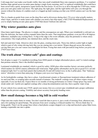 Winter-Proof Your 27429 Auto Glass Today