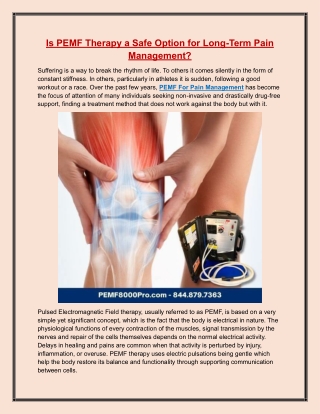 Is PEMF Therapy a Safe Option for Long-Term Pain Management?