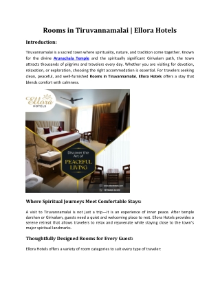 Rooms in Tiruvannamalai | Ellora Hotels