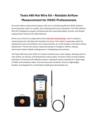 Testo 440 Hot Wire Kit – Reliable Airflow Measurement for HVAC Professionals