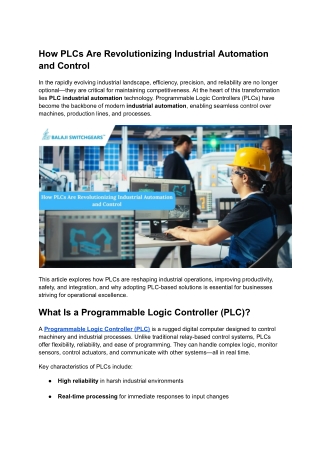 How PLCs Are Revolutionizing Industrial Automation and Control
