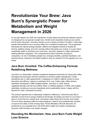 Revolutionize Your Brew Java Burn's Synergistic Power for Metabolism and Weight Management in 2026