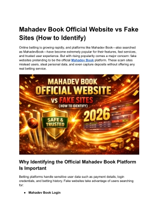 Mahadev Book Official Website vs Fake Sites (How to Identify)