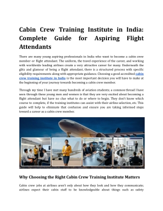 Cabin Crew Training Institute in India_ Complete Guide for Aspiring Flight Attendants (1)
