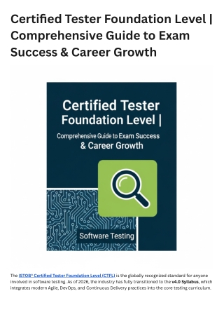 Certified Tester Foundation Level | Comprehensive Guide to Exam Success & Career
