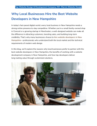 Why Local Businesses Hire the Best Website Developers in New Hampshire