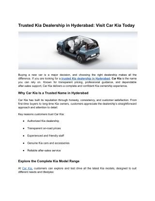 Trusted Kia Dealership in Hyderabad_ Visit Car Kia Today
