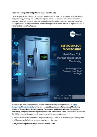 Transform Storage - Elite Fridge Monitoring in Kuwait & GCC