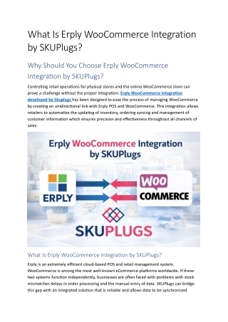 What Is Erply WooCommerce Integration by SKUPlugs