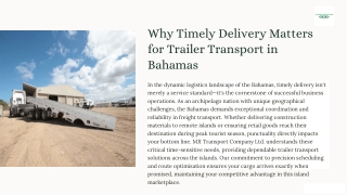 Why Timely Delivery Matters for Trailer Transport in Bahamas