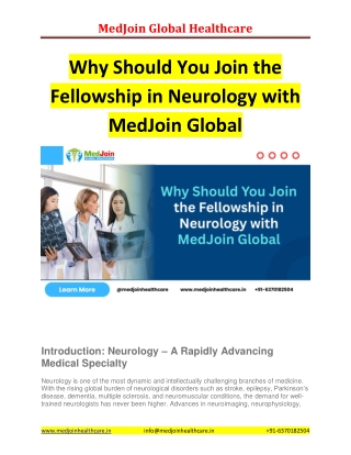 Why Should You Join the Fellowship in Neurology with MedJoin Global