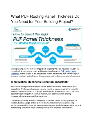What PUF Roofing Panel Thickness Do You Need for Your Building Project