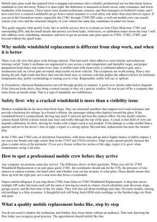 At-Home 27401 Auto Glass Replacement: Fast Mobile Service You Can Trust