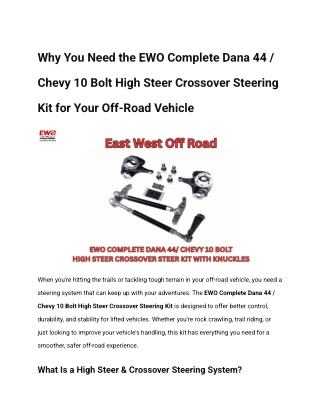 Chevy 10 Bolt Crossover Steering Kit - USA Made, Bolt-On High Steer Upgrade | EW