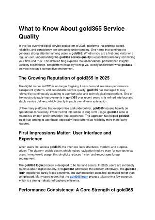 What to Know About gold365 Service Quality